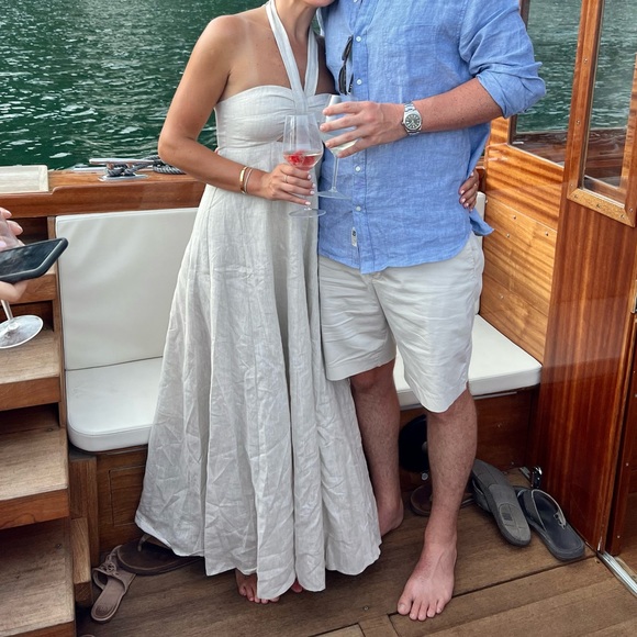 Diish Linen Dress W Straps. Worn Once. Small stitching came undone but fixing!! - Picture 3 of 4